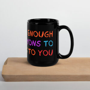 Black Glossy Funny Crayons Mug